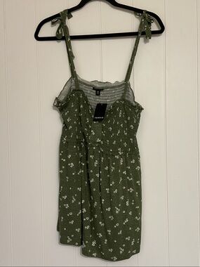 torrid Olive Green Floral Tie-Shoulder Dress